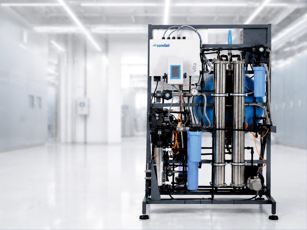 Kernelement des Vita Power Systems ist eine zentral fest installierte, mehrstufige Wasseraufbereitungsanlage. Abbildung: Condair