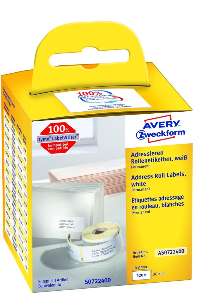 Avery Zweckform bietet Rollenetiketten auch in kleinen Packungsgrößen an - für alle, die nur hin und wieder Einzeletiketten verwenden. 
