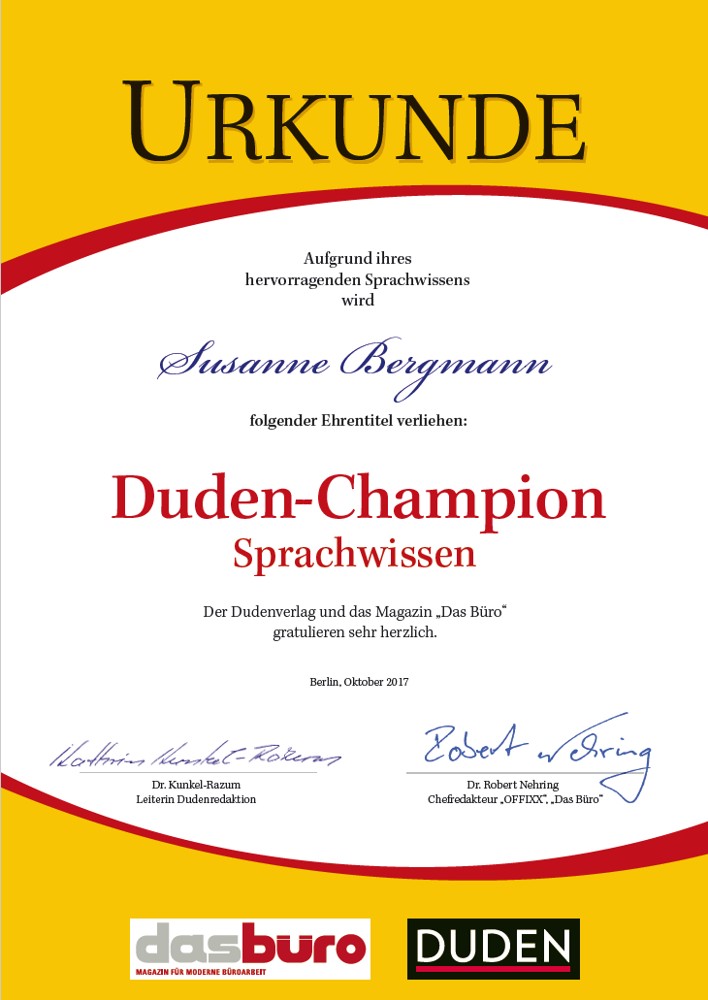 Der Duden-Champion 2017 wurde ermittelt