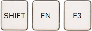Shortcut Word „SHIFT + FN+ F3“: Text in Großbuchstaben.