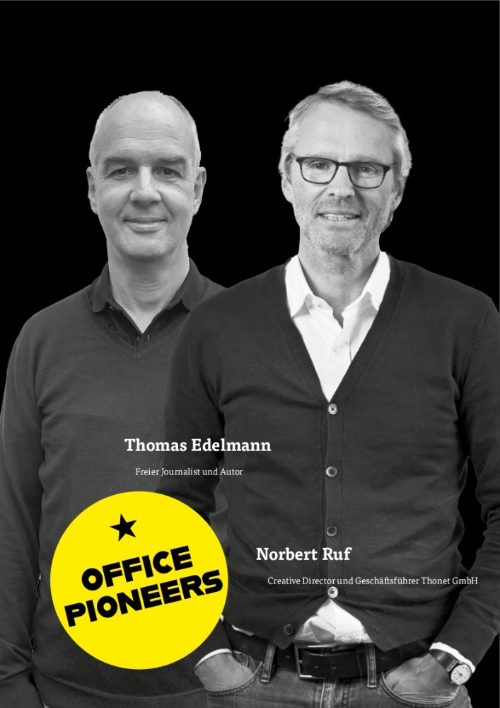 Norbert Ruf, Creative Director und Geschäftsführer Thonet GmbH, und Thomas Edelmann, Freier Journalist und Autor. Abbildung (Norbert Ruf): Philipp Thonet