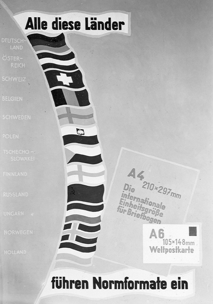 DIN-Papierformate setzen sich im Ausland durch, Bild aus dem Jahr 1932. Abbildung: DIN