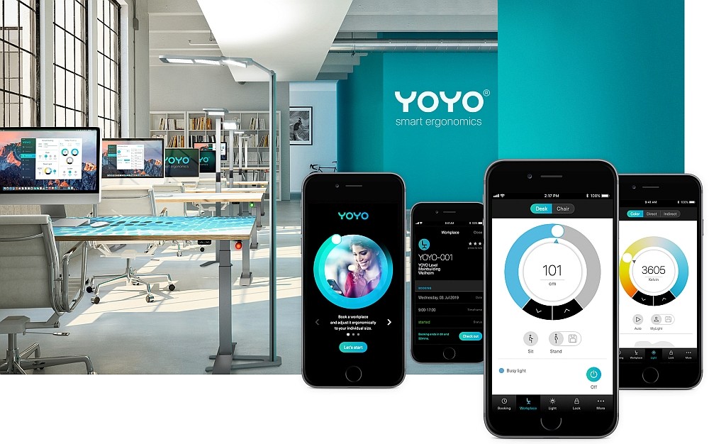 YOYO smart ergonomics: die App für eine effiziente Arbeitsflächen-Nutzung. Abbildung: Kesseböhmer Ergonomietechnik
