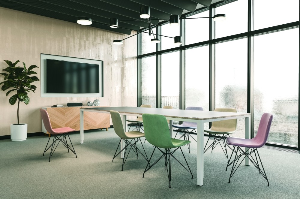 Der flexible Konferenztisch: LOGICflex X ist mit vier, sechs oder acht Tischfüßen und schlichtem Design in jedem Meeting gern gesehen. Abbildung: Logicdata