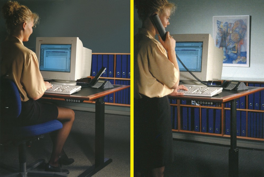 Linak hat im Jahr 1998 das erste System für einen elektrisch höhenverstellbaren Schreibtisch auf den Markt gebracht. Abbildung: Linak