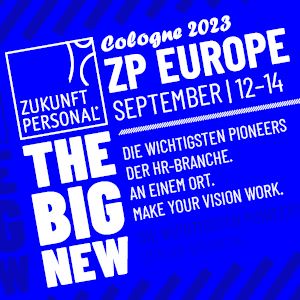 Zukunft Personal (ZP) Europe, 12.–14. September 2023, Halle 4.1, 4.2 und 5.1, Koelnmesse. Abbildung: Zukunft Personal 