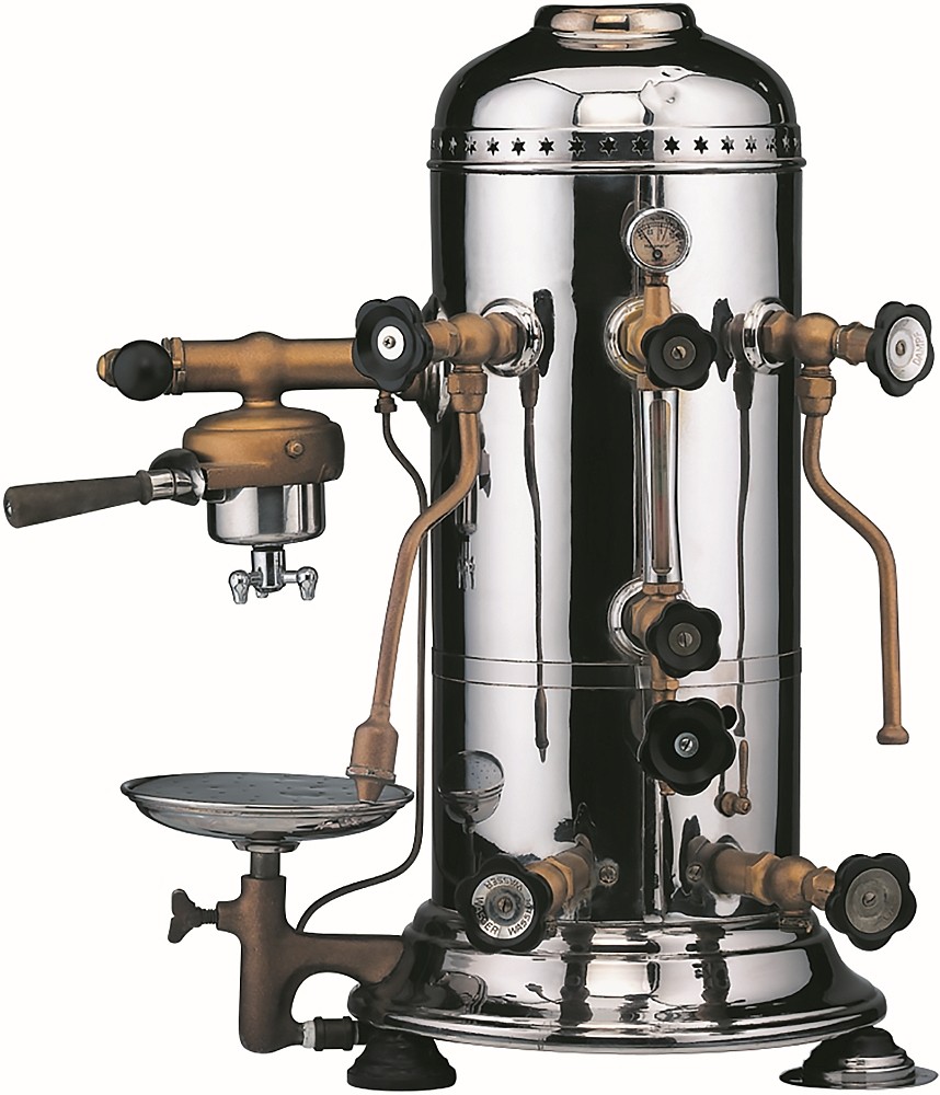 1927 verlässt die erste Großserie an gewerblichen Kaffeemaschinen für die Hotellerie und Gastronomie das WMF-Werk in Süddeutschland. Abbildung: WMF