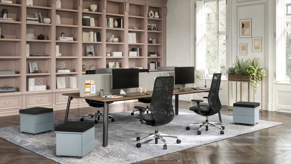 Das flexible Schreibtischsystem Siena lässt sich nach individuellen Bedürfnissen konfigurieren. Abbildung: Febrü