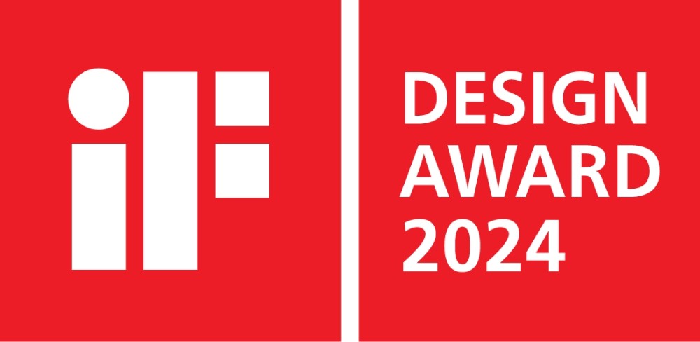 Logo iF Design Award 2024 in rot. Abbildung: iF Design
