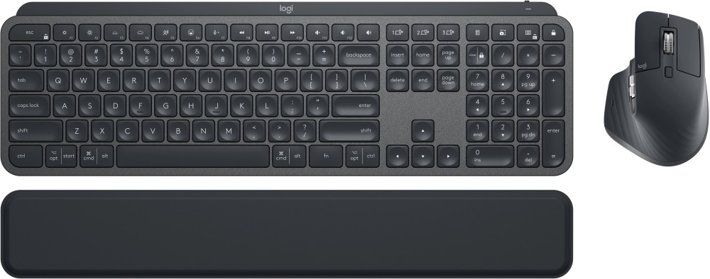 Im Redaktionstest: Logitech-MX-Keys-Combo. Bestehend aus der Tastatur MX Keys S samt MX Palmrest und der Maus MX Master 3S. UVP (brutto): 219 Euro. Abbildung: Logitech