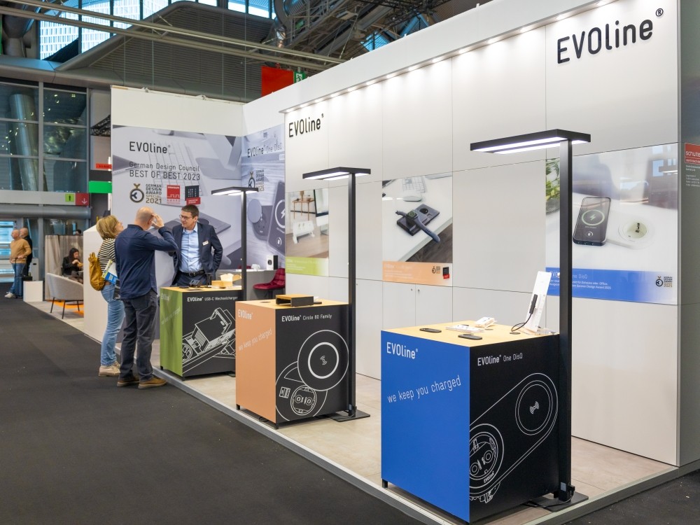 Messestand von EVOline auf der Ambiente 2025 in Frankfurt/Main. Abbildung: Schulte - Elektrotechnik