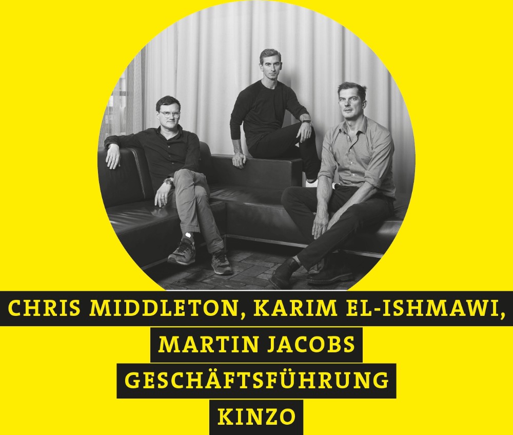 Chris Middleton, Karim El-Ishmawi, Martin Jacobs (v.l.n.r.), Geschäftsführung, Kinzo. Abbildung: Sebastian Dörken