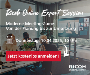 Online-Expert-Session von Ricoh. Thema Moderne Meetingräume: Von der Planung bis zur Umsetzung