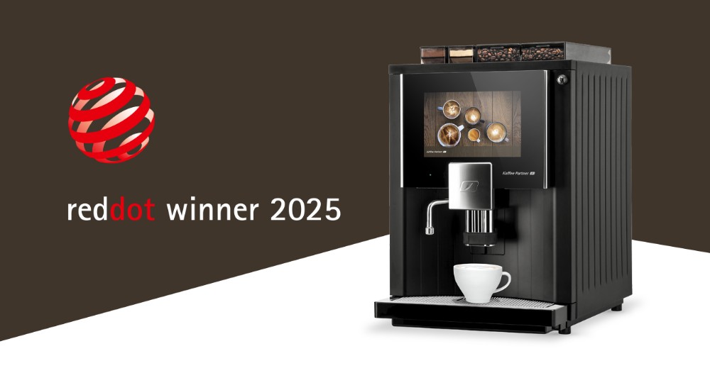 Ausgezeichnetes Produktdesign: Die Barista Velluto wurde mit dem Red Dot Design Award 2025 prämiert. Abbildung: Kaffee Partner