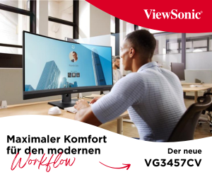 Viewsonic VG3457CV: ein speziell für Videokonferenzen entwickelter 34 Zoll Ultra Wide Curved Monitor mit UWQHD Auflösung.