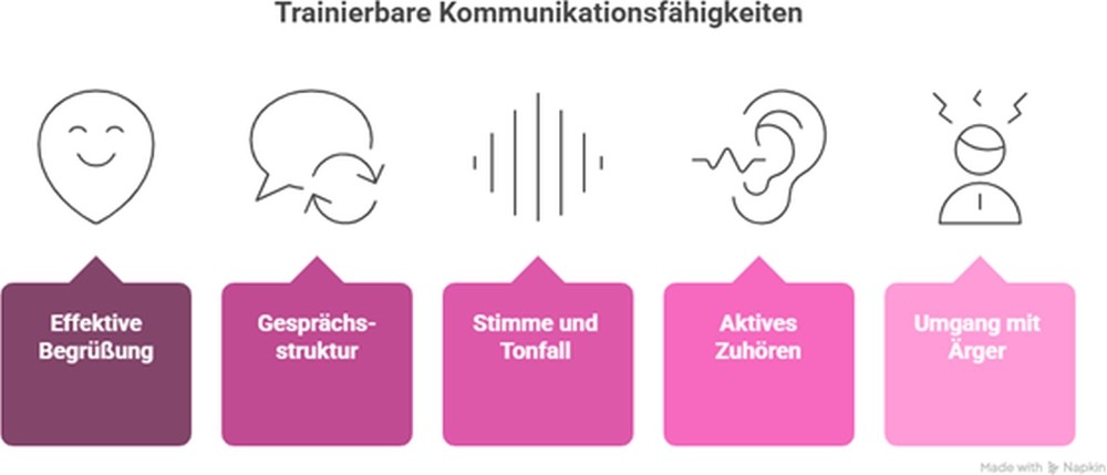 Professionelle Kommunikation und telefonisches Auftreten lassen sich gezielt trainieren. Abbildung: Napkin.ai