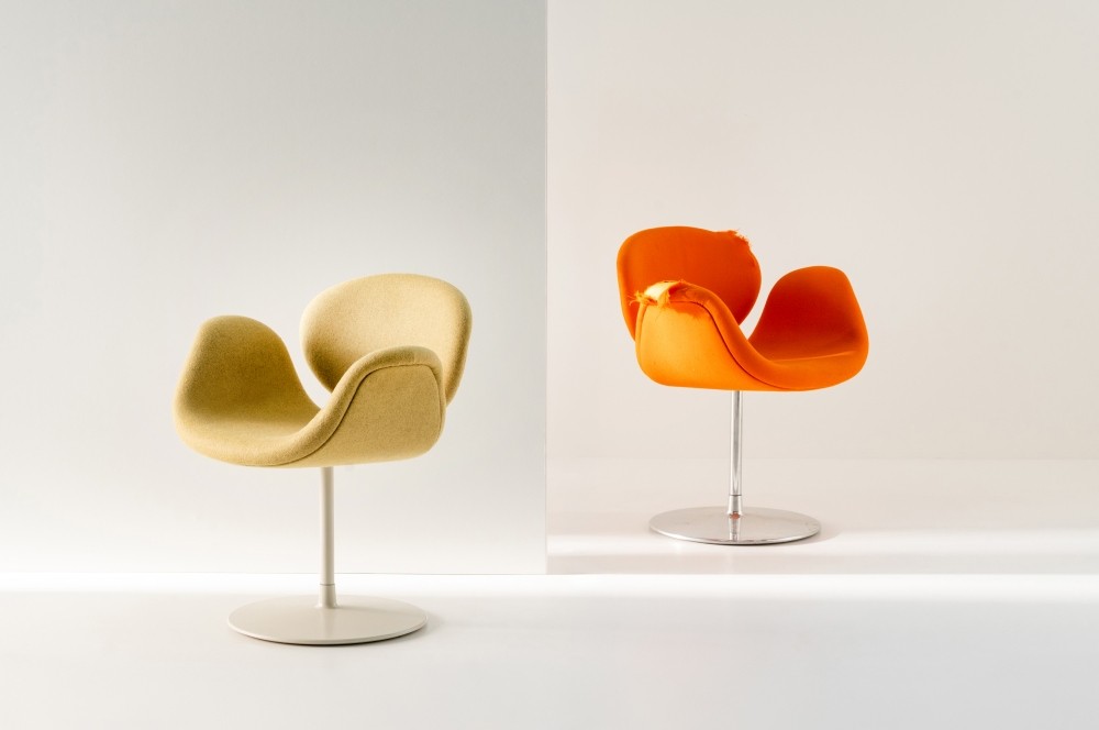 Der aufbereitete Lounge-Sessel im Vordergrund glänzt wie ein neues Modell. Abbildung: Vepa the furniture factory
