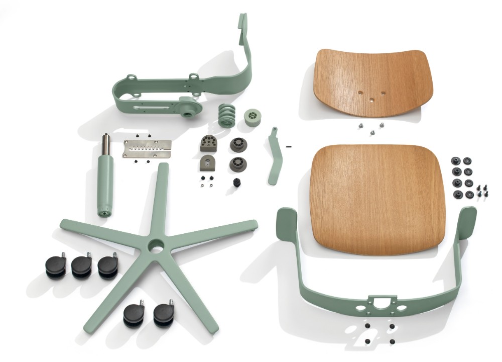 Kreislauffähigkeit garantiert dank Langlebigkeit, Materialreduktion und Sortenreinheit. Abbildung: Wilkhahn