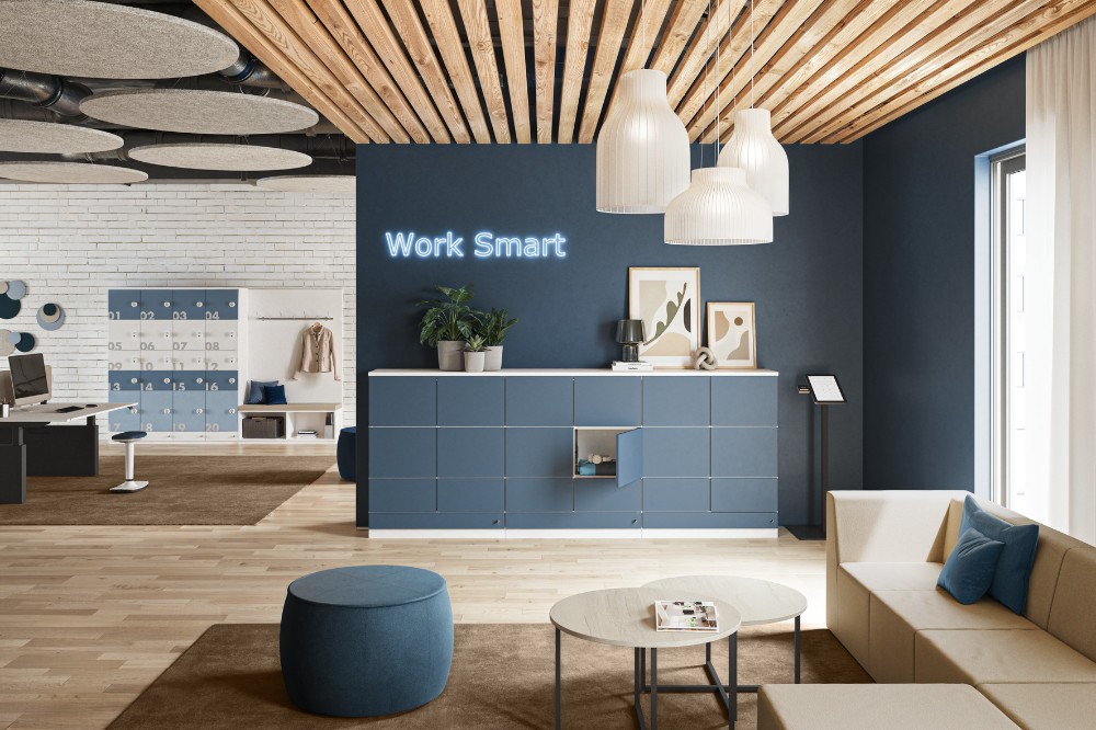 Mit smarten Features bringt Assman Funktionalität und Design zusammen. Abbildung: Assmann Büromöbel GmbH