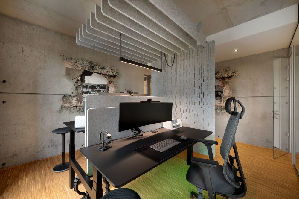 Ergonomisch, stylish und mit grüner Unterbeleuchtung: Die von Wini ausgestatteten Arbeitsplätze. Abbildung: Wini