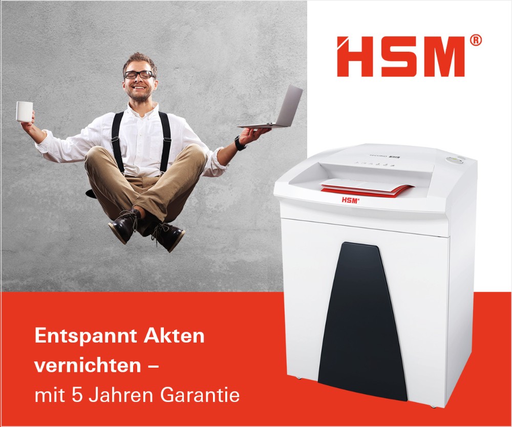 Aktenvernichter HSM SECURIO – Höchste Qualität bei Design, Bedienkomfort und Funktionalität. Abbilsunf: HSM