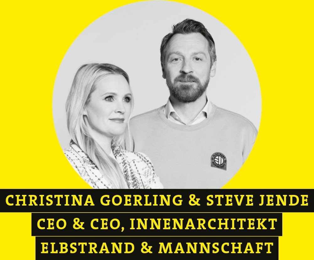 Christina Goerling & Steve Jende, CEO & CEO, Innenarchitekt, Elbstrand & Mannschaft. Abbildung: Angela Simi