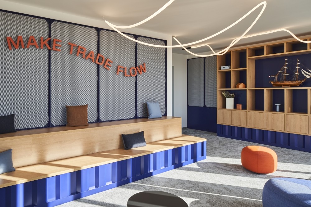 Agile Projektarena für die gemeinsame Zusammenarbeit mit dem Unternehmensmotto „We make trade flow“. Abbildung: Jan Kaiser