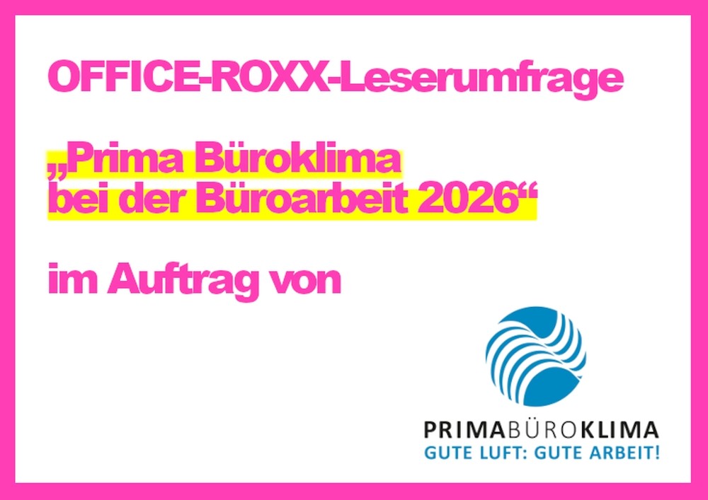 OFFICE-ROXX-Leserumfrage „Prima Büroklima 2026“. Abbildung: OFFICE ROXX