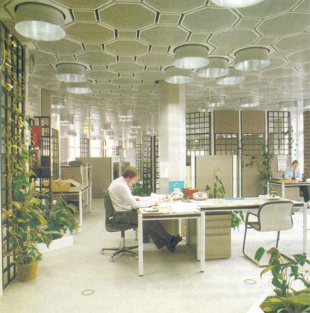 1984 plante das Quickborner Team eine offene Bürolandschaft für die Colonia Versicherung. Abbildung: combine